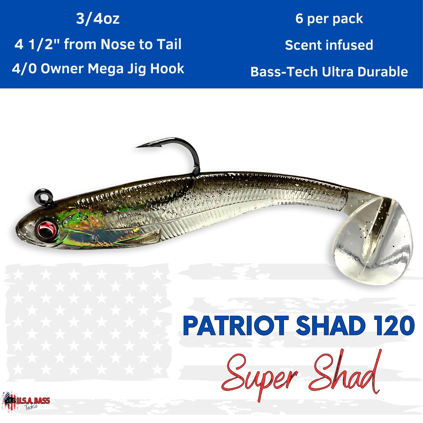 Patriot Shad Paddle Tail Swimbaits - Super Shad