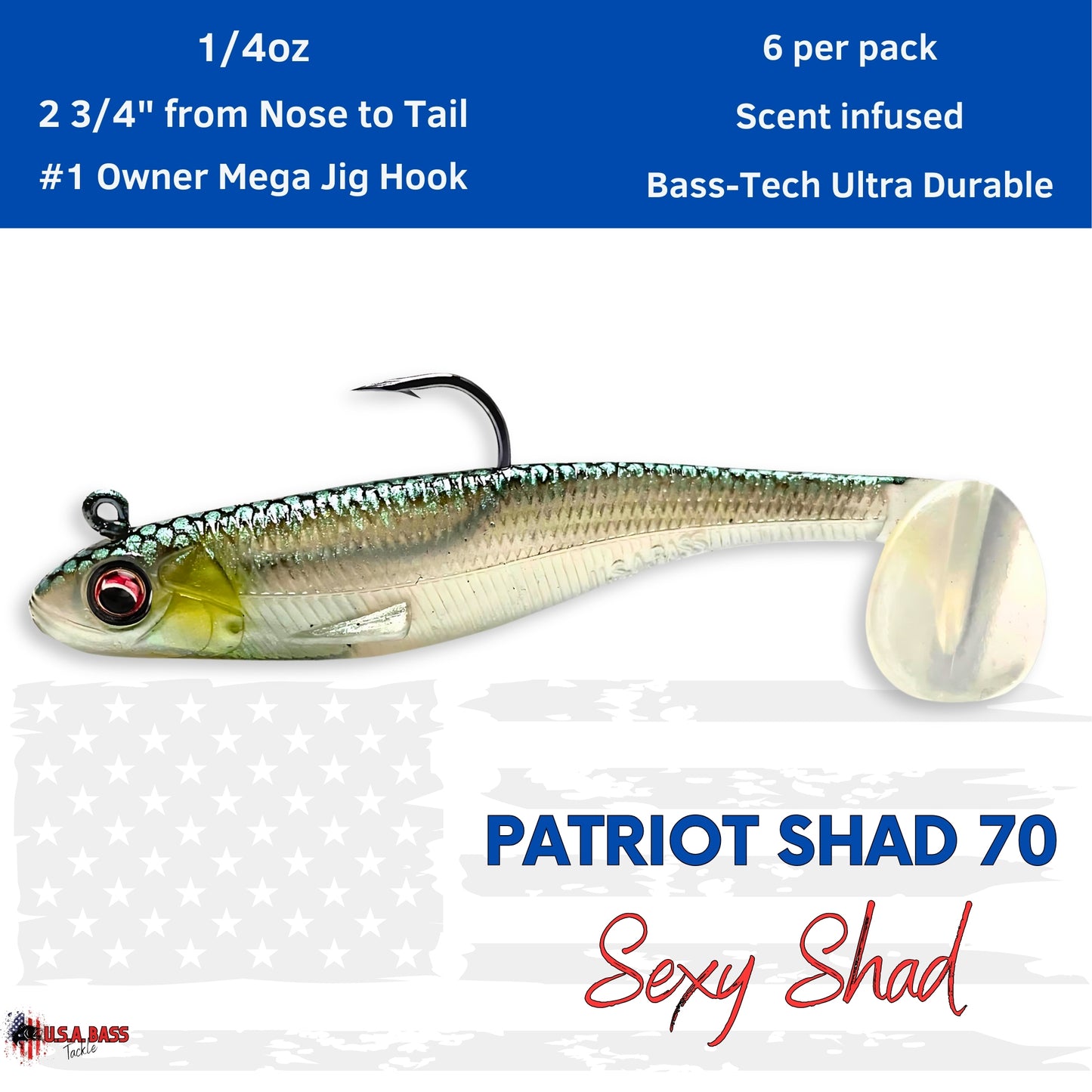 Patriot Shad Paddle Tail Swimbaits - Sexy Shad
