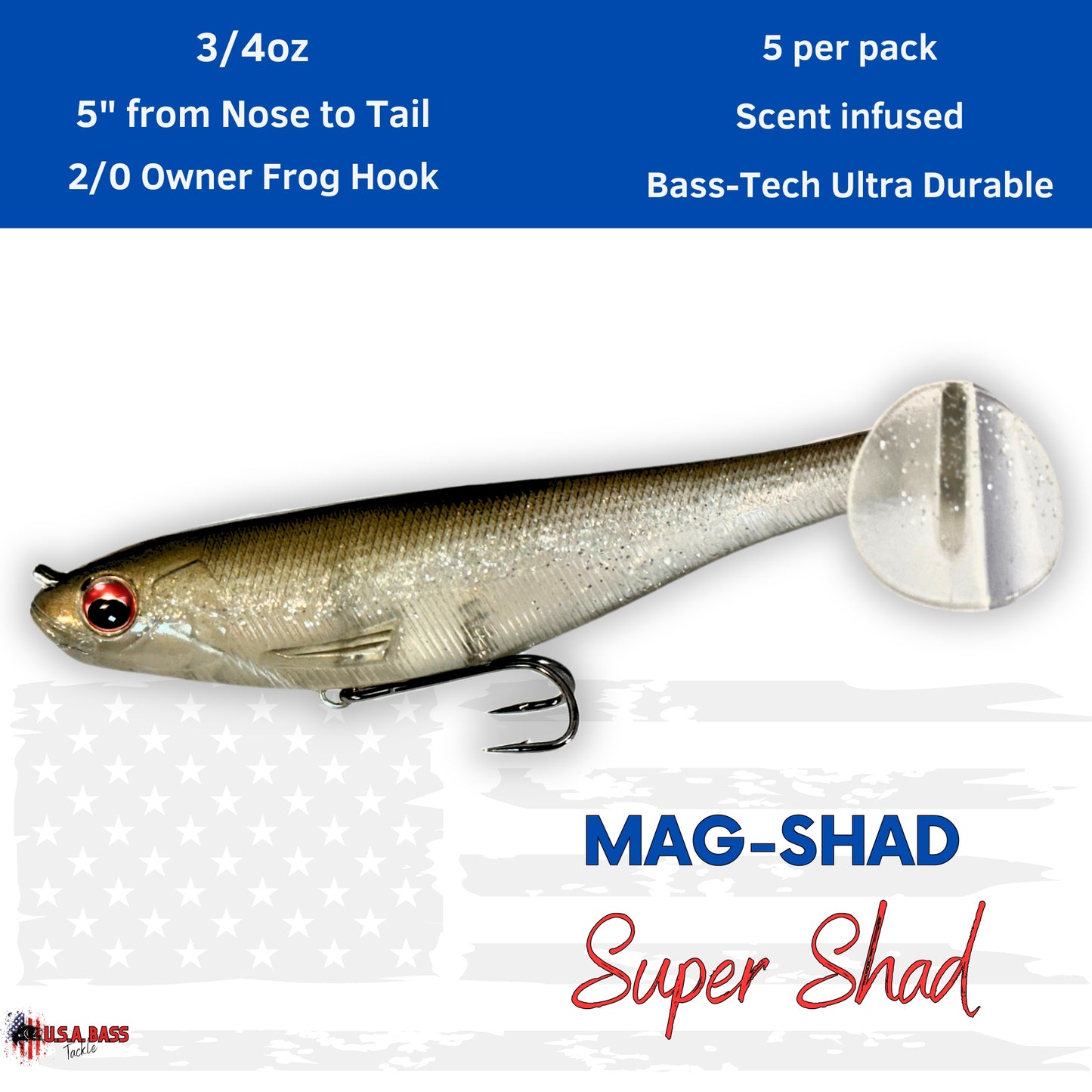 MAG-SHAD Paddle Tail Magnum Swimbaits - Super Shad