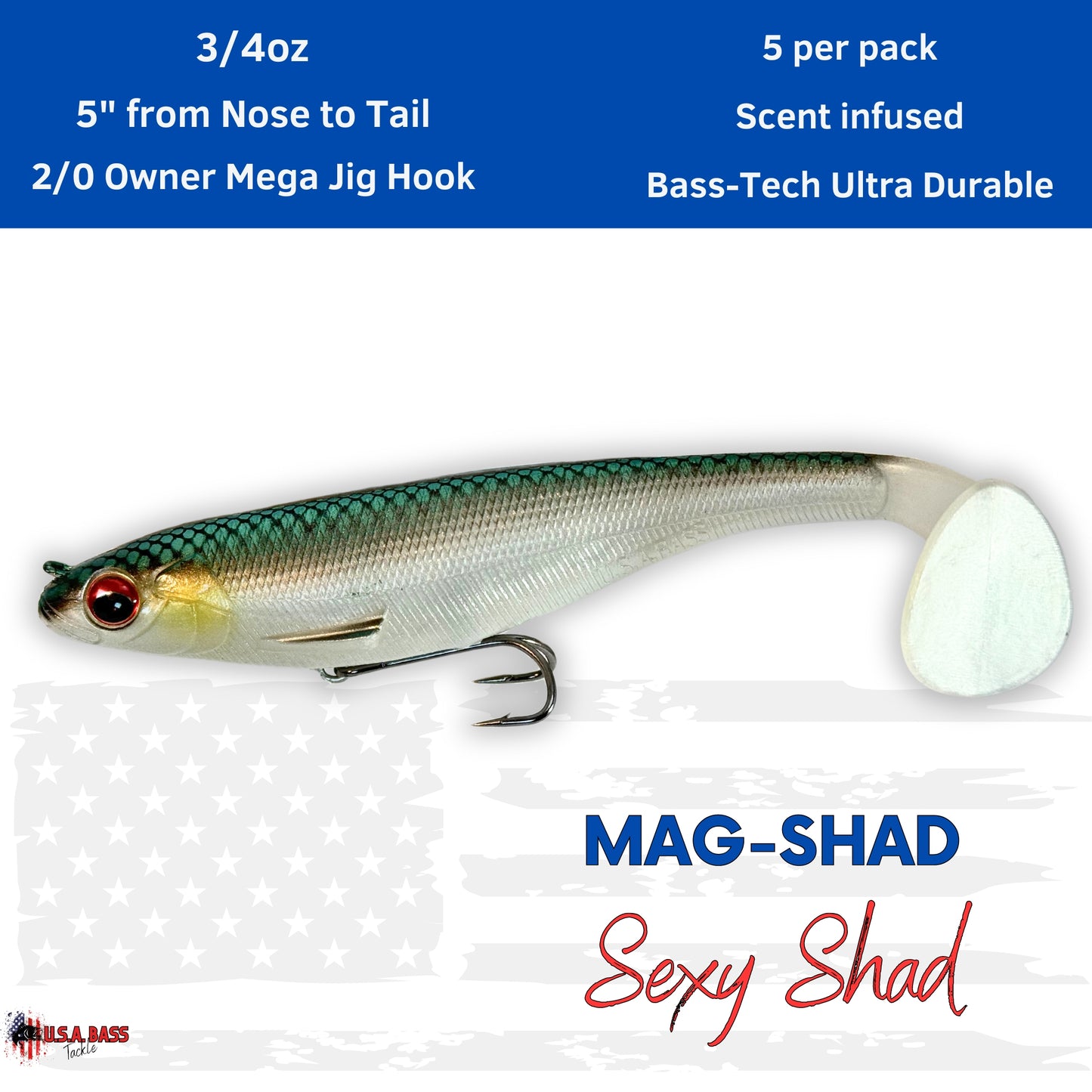 MAG-SHAD Paddle Tail Magnum Swimbaits - Sexy Shad