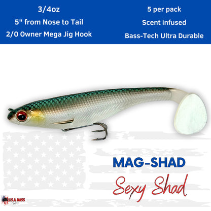 MAG-SHAD Paddle Tail Magnum Swimbaits - Sexy Shad