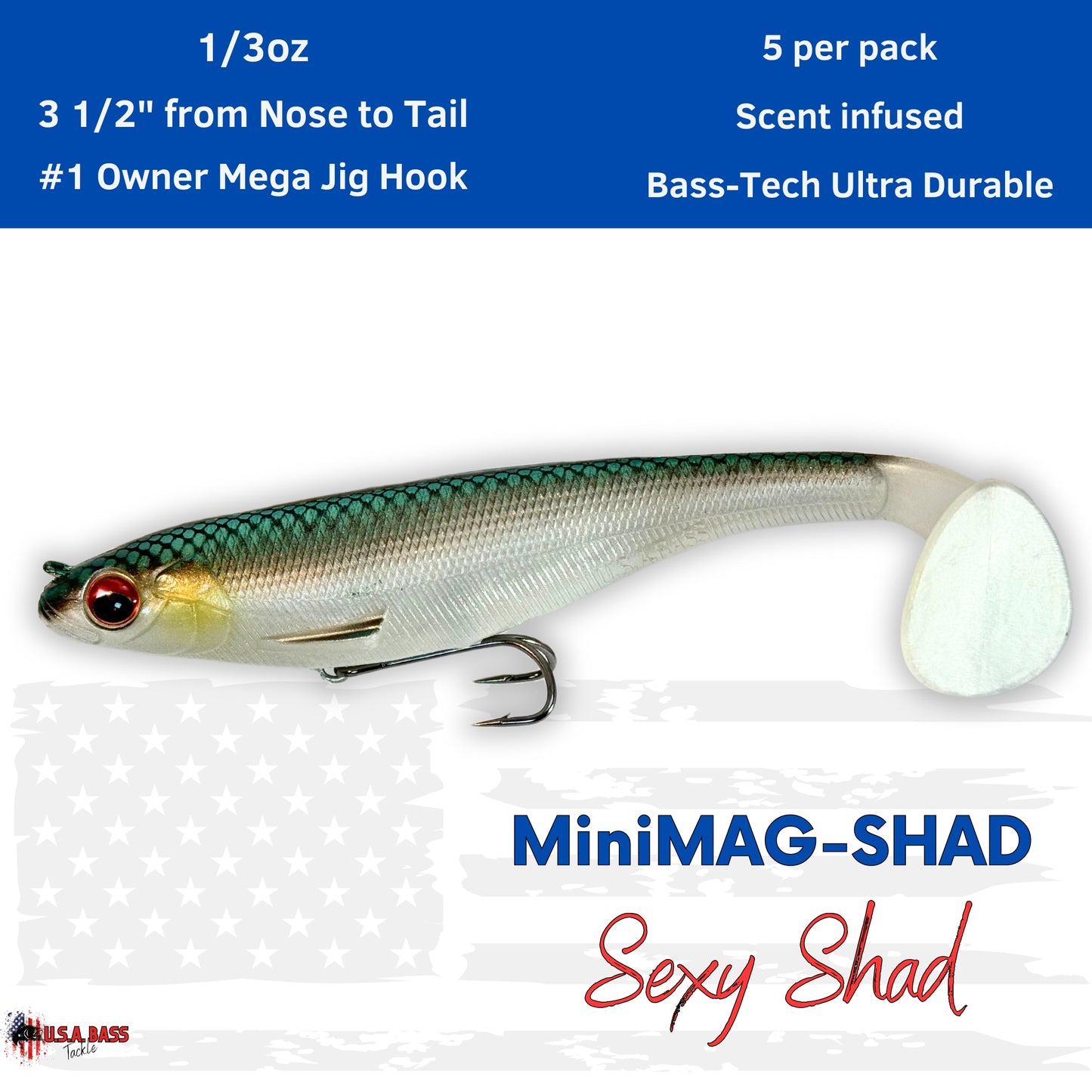 MAG-SHAD Paddle Tail Magnum Swimbaits - Sexy Shad