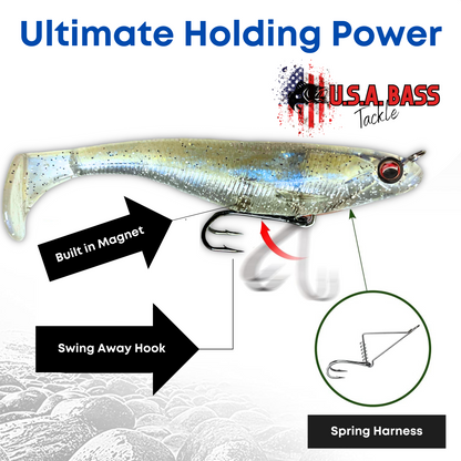 MAG-SHAD Paddle Tail Magnum Swimbaits - Chartreuse Electric Blue