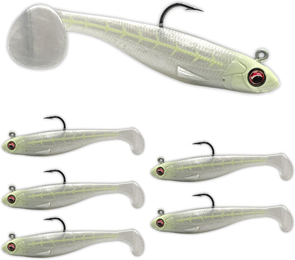 Patriot Shad Paddle Tail Swimbaits - Bone Glow