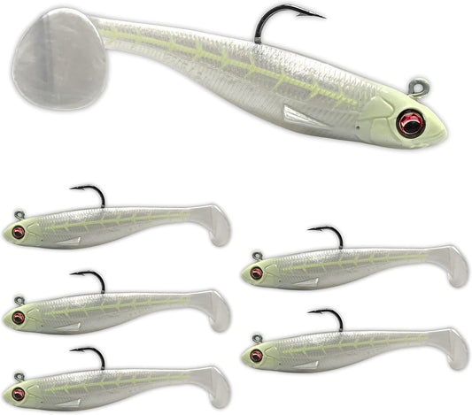 Patriot Shad Paddle Tail Swimbaits - Bone Glow