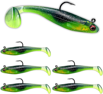 Patriot Shad Paddle Tail Swimbaits - Chartreuse Electric Blue