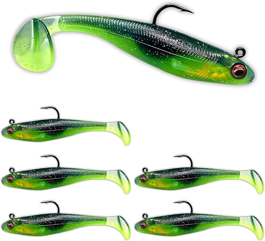 Patriot Shad Paddle Tail Swimbaits - Chartreuse Electric Blue