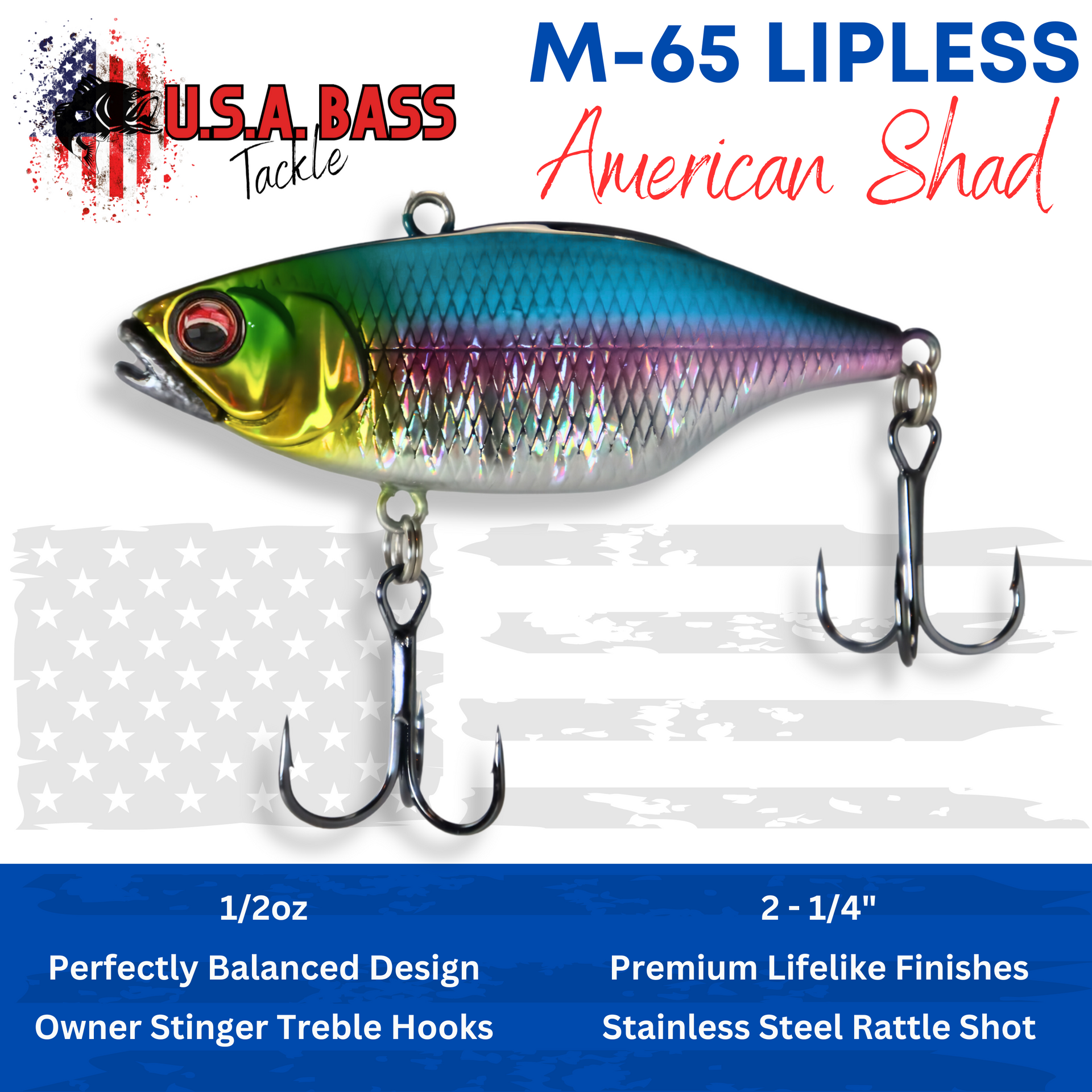 M-Series Lipless Crankbait - American Shad M-Series Lipless Crankbait - American Shad