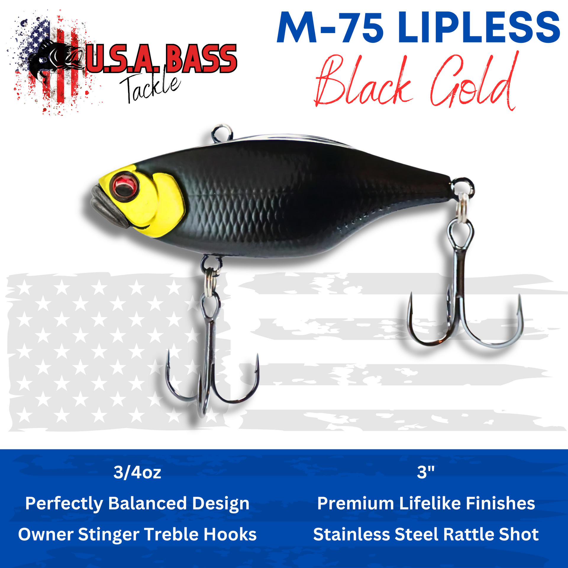 black and mild fishing lures M-Series Lipless Crankbait - Black Gold