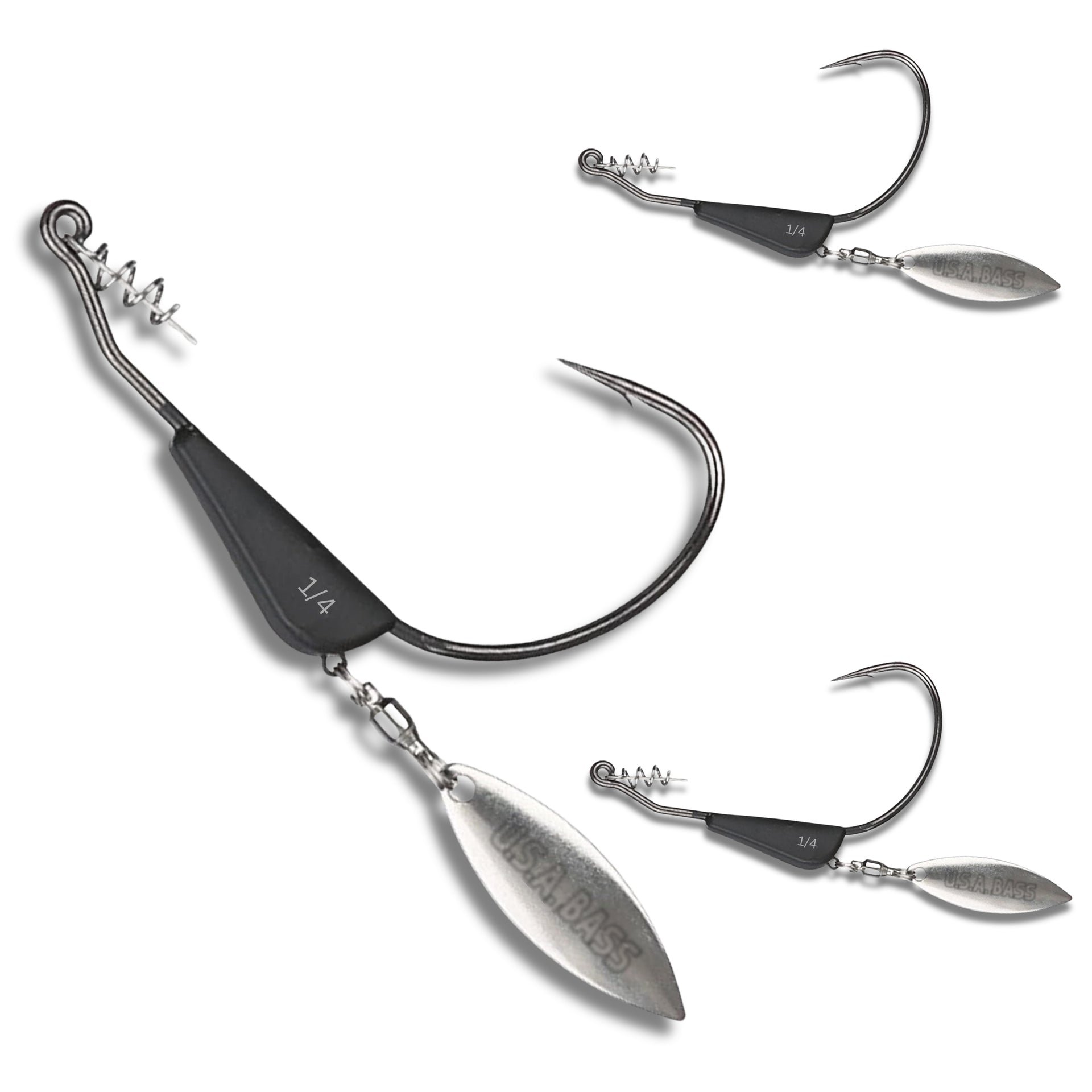1 4 oz 3 0 weighted swimbait hook ZWG resistant black nickel Rather liking these (heavier belly-weight)