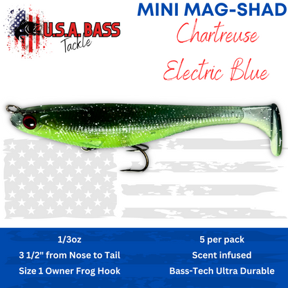 MAG-SHAD Paddle Tail Magnum Swimbaits - Chartreuse Electric Blue
