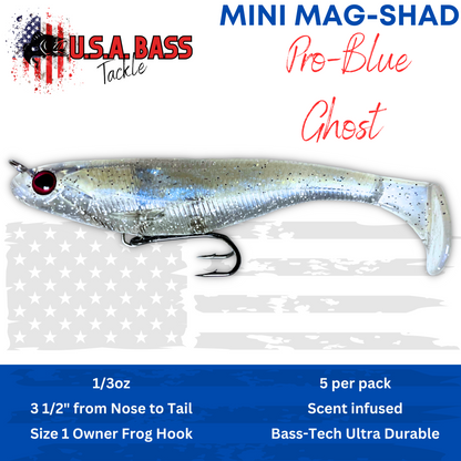 MAG-SHAD Paddle Tail Magnum Swimbaits - Pro Blue Ghost
