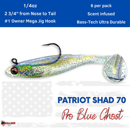 Patriot Shad Paddle Tail Swimbaits - Pro-Blue Ghost