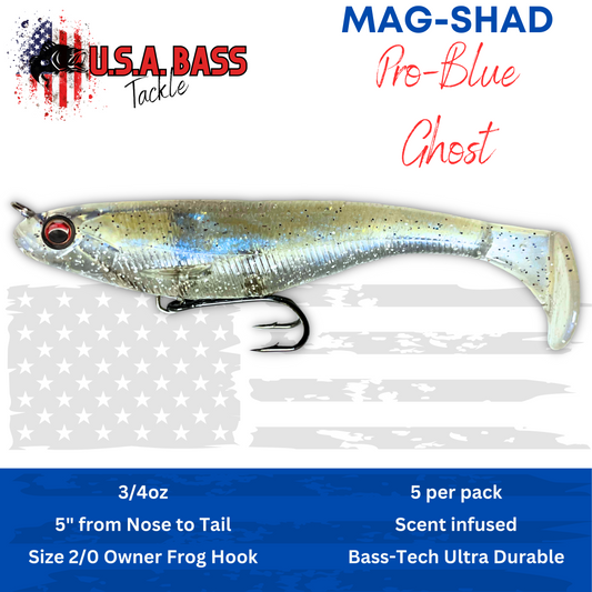 MAG-SHAD Paddle Tail Magnum Swimbaits - Pro Blue Ghost